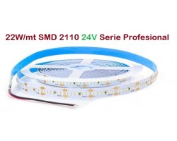 Tira LED 5 mts Flexible 24V 110W 1400 Led SMD 2110 IP20 Blanco Cálido, Serie Profesional